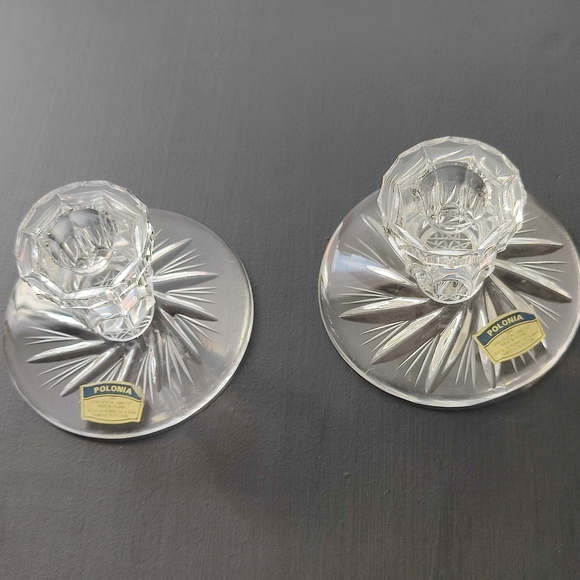 Pair of vintage | Pinwheel Crystal 🕯️ Candle stick holders | made in Poland - Picture 9 of 16
